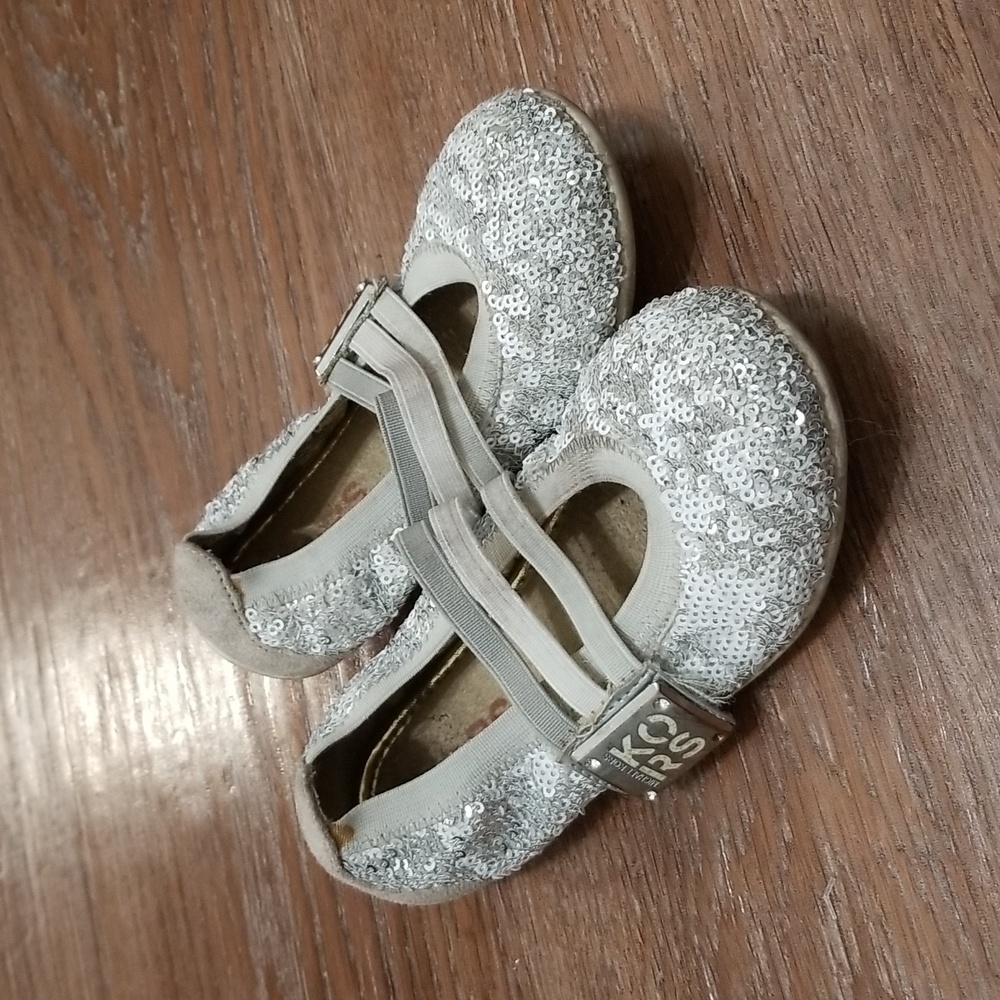 (10) KORS Michael Kors Sequin Embellished Mary Jane Style Flats Girl's Formal